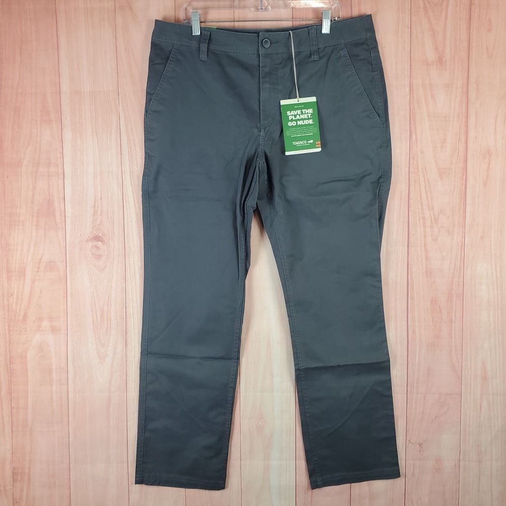 Toad&Co Mission Ridge Chino Pants Mens 36 X 32 Gray Cotton Stretch Lean Fit